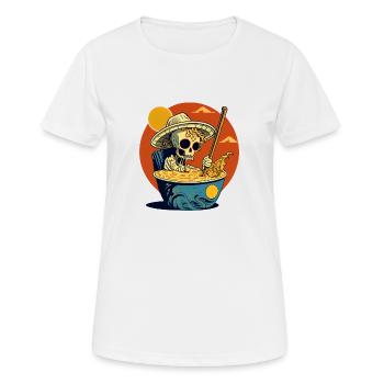 Cooles Skelett sitzt in Ramen Nudelsuppe - Frauen T-Shirt atmungsaktiv - Weiß - Vorne - AI Model Female 172 dark (172cm)