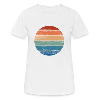 Retro Regenbogen Rainbow Kreis Distressed - Frauen T-Shirt atmungsaktiv - Weiß - Vorne - AI Model Female 172 dark (172cm)