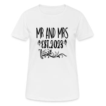 Mr and Mrs Est. 2023 - Women's Breathable T-Shirt - white - Front - AI Model Female 172 dark (172cm)