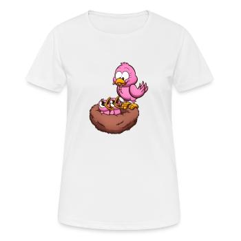 Vogelmutter füttert ihr Nest - Frauen T-Shirt atmungsaktiv - Weiß - Vorne - AI Model Female 172 dark (172cm)
