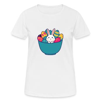 Ostereier-Korb und süßem Hasen - Frauen T-Shirt atmungsaktiv - Weiß - Vorne - AI Model Female 172 dark (172cm)