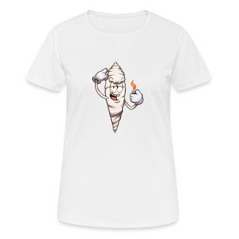 Lustiger Cartoon-Joint mit Feuerzeug - Frauen T-Shirt atmungsaktiv - Weiß - Vorne - AI Model Female 172 dark (172cm)