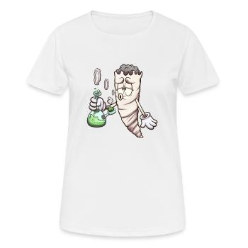 Lustiger Cartoon-Joint mit Bong - Frauen T-Shirt atmungsaktiv - Weiß - Vorne - AI Model Female 172 dark (172cm)