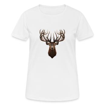 Hirsch mit majestätischem Geweih - Frauen T-Shirt atmungsaktiv - Weiß - Vorne - AI Model Female 172 dark (172cm)