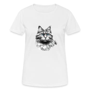 Chaton Propriétaire Chat Chat Domestique Chat - T-shirt respirant Femme - blanc - Devant - AI Model Female 172 dark (172cm)
