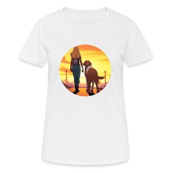 Femme blonde avec chien dans le parc - T-shirt respirant Femme - blanc - Devant - AI Model Female 172 dark (172cm)