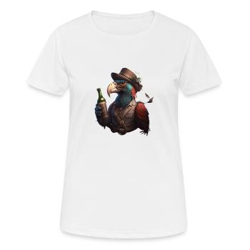 Perroquet avec flash de bière et chapeau. Amusant et cool - T-shirt respirant Femme - blanc - Devant - AI Model Female 172 dark (172cm)