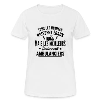 les meilleurs sont ambulanciers / ambulancier - T-shirt respirant Femme - blanc - Devant - AI Model Female 172 dark (172cm)