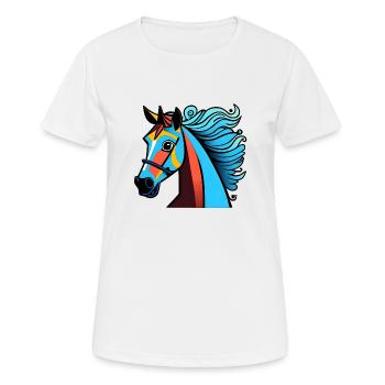 Portrait de cheval coloré - T-shirt respirant Femme - blanc - Devant - AI Model Female 172 dark (172cm)