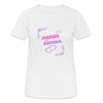 Maman d amour - T-shirt respirant Femme - blanc - Devant - AI Model Female 172 dark (172cm)