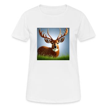 Hirsch im Gras - Frauen T-Shirt atmungsaktiv - Weiß - Vorne - AI Model Female 172 dark (172cm)