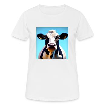 Schwarz-Weiß-Kuh - Frauen T-Shirt atmungsaktiv - Weiß - Vorne - AI Model Female 172 dark (172cm)