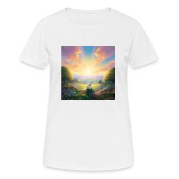 Hund im Himmel - Vierbeiner verlässt die Welt - Frauen T-Shirt atmungsaktiv - Weiß - Vorne - AI Model Female 172 dark (172cm)