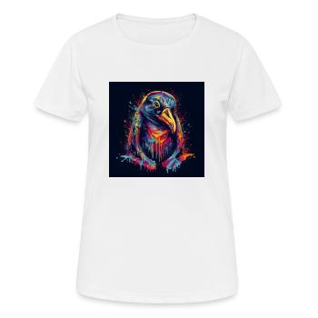 Trippy Psychadelic Penguin assis - T-shirt respirant Femme - blanc - Devant - AI Model Female 172 dark (172cm)