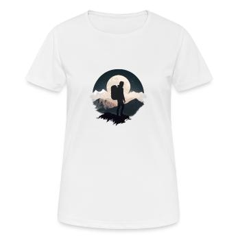 Backpacker im Mondschein, Wanderung - Frauen T-Shirt atmungsaktiv - Weiß - Vorne - AI Model Female 172 dark (172cm)