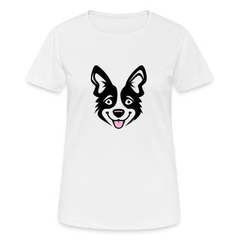 Happy Shiba Inu Chien Langue tendue - T-shirt respirant Femme - blanc - Devant - AI Model Female 172 dark (172cm)