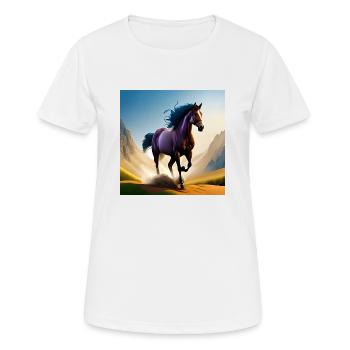 Galloping horse in sand - Women's Breathable T-Shirt - white - Front - AI Model Female 172 dark (172cm)