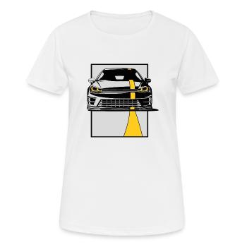 Voiture noire Yellow Stripe - T-shirt respirant Femme - blanc - Devant - AI Model Female 172 dark (172cm)