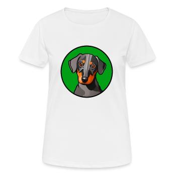 Motif graphique Dachshund Design dans le cercle vert - T-shirt respirant Femme - blanc - Devant - AI Model Female 172 dark (172cm)