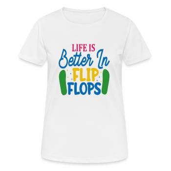 Life is better in Flip Flops - Women's Breathable T-Shirt - white - Front - AI Model Female 172 dark (172cm)