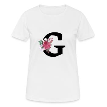 Buchstabe g blumig - Frauen T-Shirt atmungsaktiv - Weiß - Vorne - AI Model Female 172 dark (172cm)