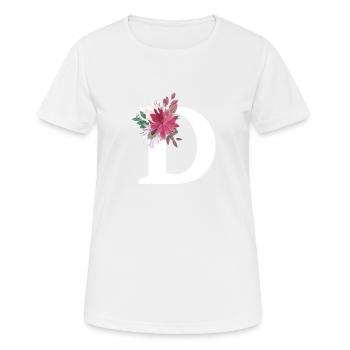 Lettre d floral - T-shirt respirant Femme - blanc - Devant - AI Model Female 172 dark (172cm)