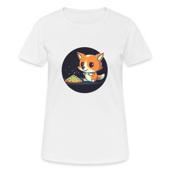 Un renard mignon regarde la télévision et mange de la pizza - T-shirt respirant Femme - blanc - Devant - AI Model Female 172 dark (172cm)