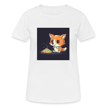 Un renard mignon regarde la télévision et mange de la pizza - T-shirt respirant Femme - blanc - Devant - AI Model Female 172 dark (172cm)