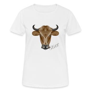 Signe du zodiaque Taureau - T-shirt respirant Femme - blanc - Devant - AI Model Female 172 dark (172cm)