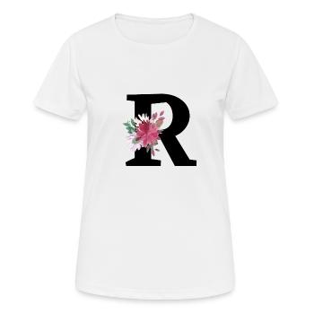 Lettre r floral - T-shirt respirant Femme - blanc - Devant - AI Model Female 172 dark (172cm)
