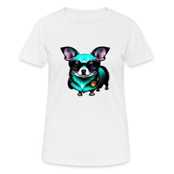 Néon futuriste Chihuahua - T-shirt respirant Femme - blanc - Devant - AI Model Female 172 dark (172cm)