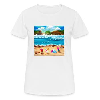 children playing at sea shore - Women's Breathable T-Shirt - white - Front - AI Model Female 172 dark (172cm)