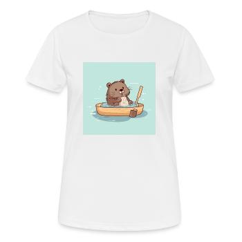 Castor mignon dans la baignoire - T-shirt respirant Femme - blanc - Devant - AI Model Female 172 dark (172cm)