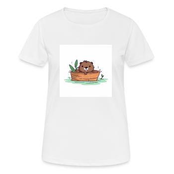 Castor mignon dans la baignoire - T-shirt respirant Femme - blanc - Devant - AI Model Female 172 dark (172cm)