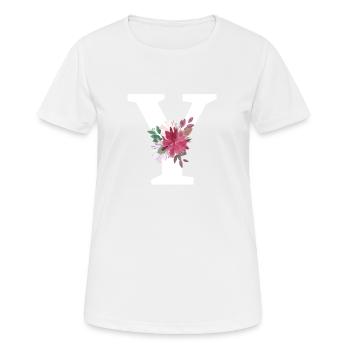 Lettre y floral - T-shirt respirant Femme - blanc - Devant - AI Model Female 172 dark (172cm)
