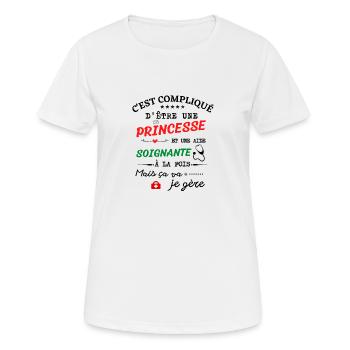 Princesse et aide soignante - T-shirt respirant Femme - blanc - Devant - AI Model Female 172 dark (172cm)