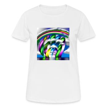 Regenbogen in Wolken - Frauen T-Shirt atmungsaktiv - Weiß - Vorne - AI Model Female 172 dark (172cm)
