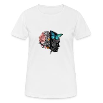 Half Vintage Flower brain Batterfly Ur-Tshirt - Frauen T-Shirt atmungsaktiv - Weiß - Vorne - AI Model Female 172 dark (172cm)