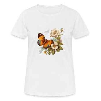 Vintage Flower Butterfly Ur-Tshirt - Frauen T-Shirt atmungsaktiv - Weiß - Vorne - AI Model Female 172 dark (172cm)