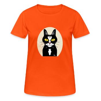 Chat noir dans un cadre classique - T-shirt respirant Femme - orange néon - Devant - AI Model Female 172 dark (172cm)