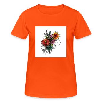 Elegant floral illustration with noble embellishments - Women's Breathable T-Shirt - neon orange - Front - AI Model Female 172 dark (172cm)