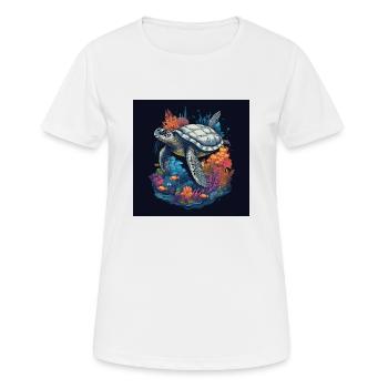 Wunderschöne Schildkröte schwimmt im Korallenriff - Frauen T-Shirt atmungsaktiv - Weiß - Vorne - AI Model Female 172 dark (172cm)