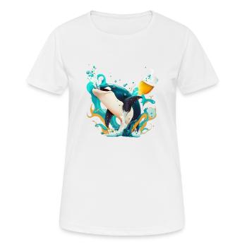 Orque avec bière et vagues - T-shirt respirant Femme - blanc - Devant - AI Model Female 172 dark (172cm)