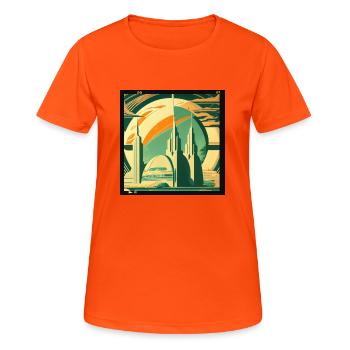 Rétrofuturisme spatial - T-shirt respirant Femme - orange néon - Devant - AI Model Female 172 dark (172cm)