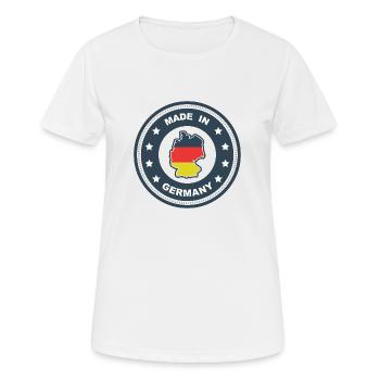 Made in Germany - Frauen T-Shirt atmungsaktiv - Weiß - Vorne - AI Model Female 172 dark (172cm)
