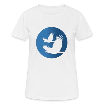 Vogelflug auf blauem Hintergrund - Frauen T-Shirt atmungsaktiv - Weiß - Vorne - AI Model Female 172 dark (172cm)
