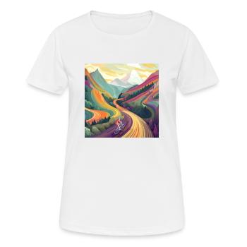 Cycliste en montée au coucher du soleil - T-shirt respirant Femme - blanc - Devant - AI Model Female 172 dark (172cm)