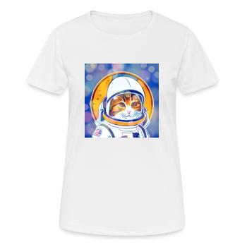 Astro-Katze - Frauen T-Shirt atmungsaktiv - Weiß - Vorne - AI Model Female 172 dark (172cm)