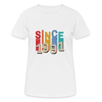 Since 1991 retro - T-shirt respirant Femme - blanc - Devant - AI Model Female 172 dark (172cm)