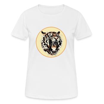 Brüllender Tiger als Zeichnung in Kreis - Frauen T-Shirt atmungsaktiv - Weiß - Vorne - AI Model Female 172 dark (172cm)